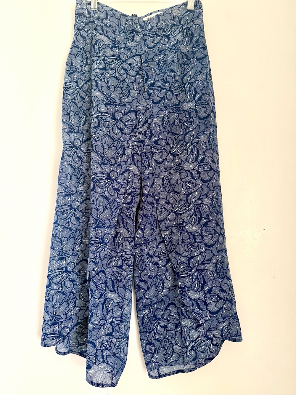 Rodebjer Blue Floral Wide-Leg Skirted Pants